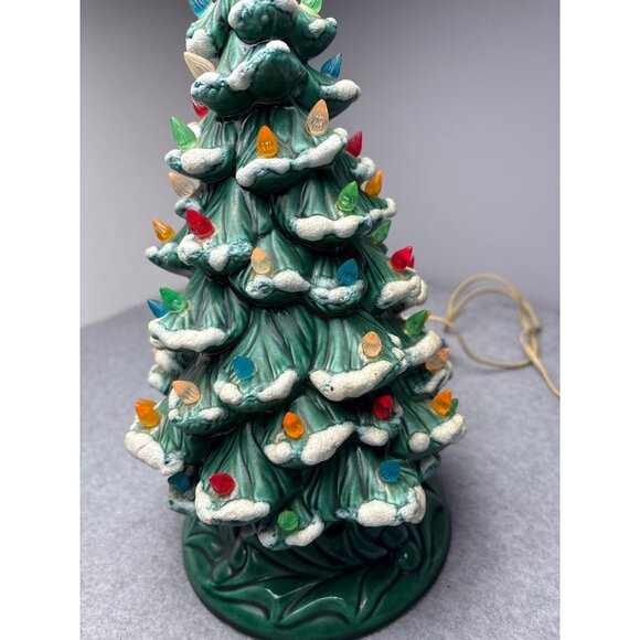 Vintage Ceramic Christmas Tree with Base & Lights 12" tall - Picture 9 of 10